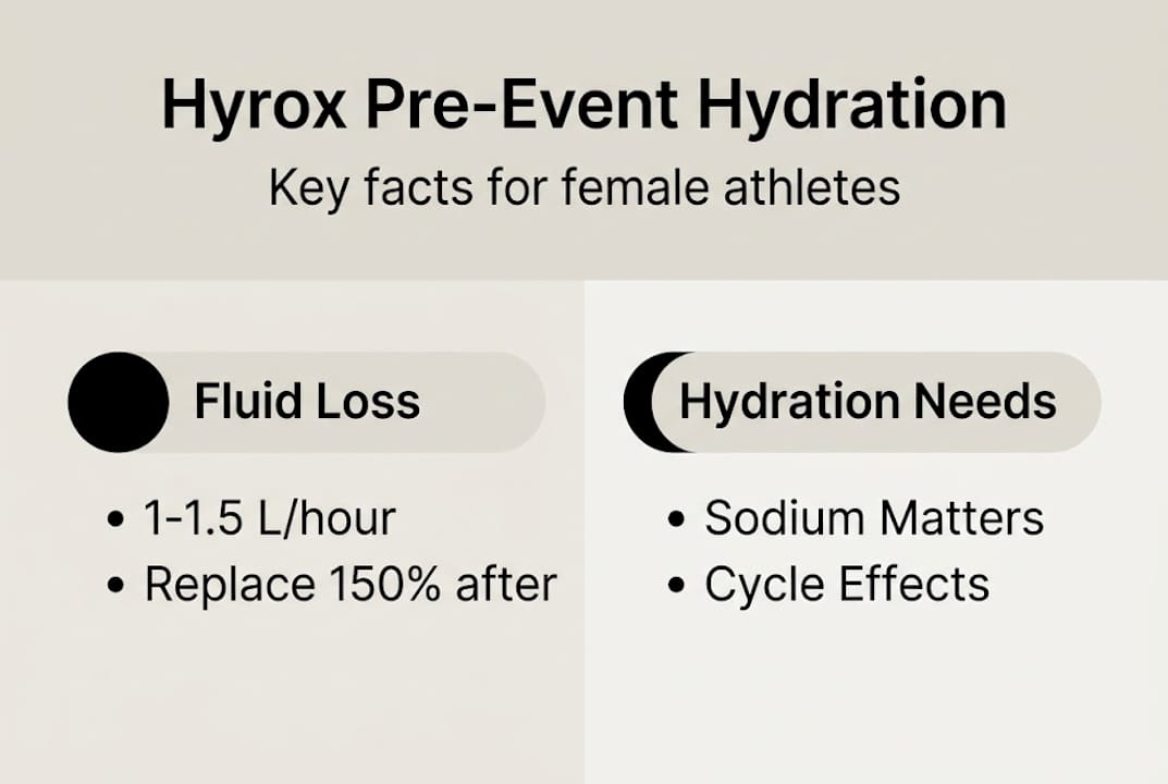 Infographic on Hyrox pre-event hydration for women