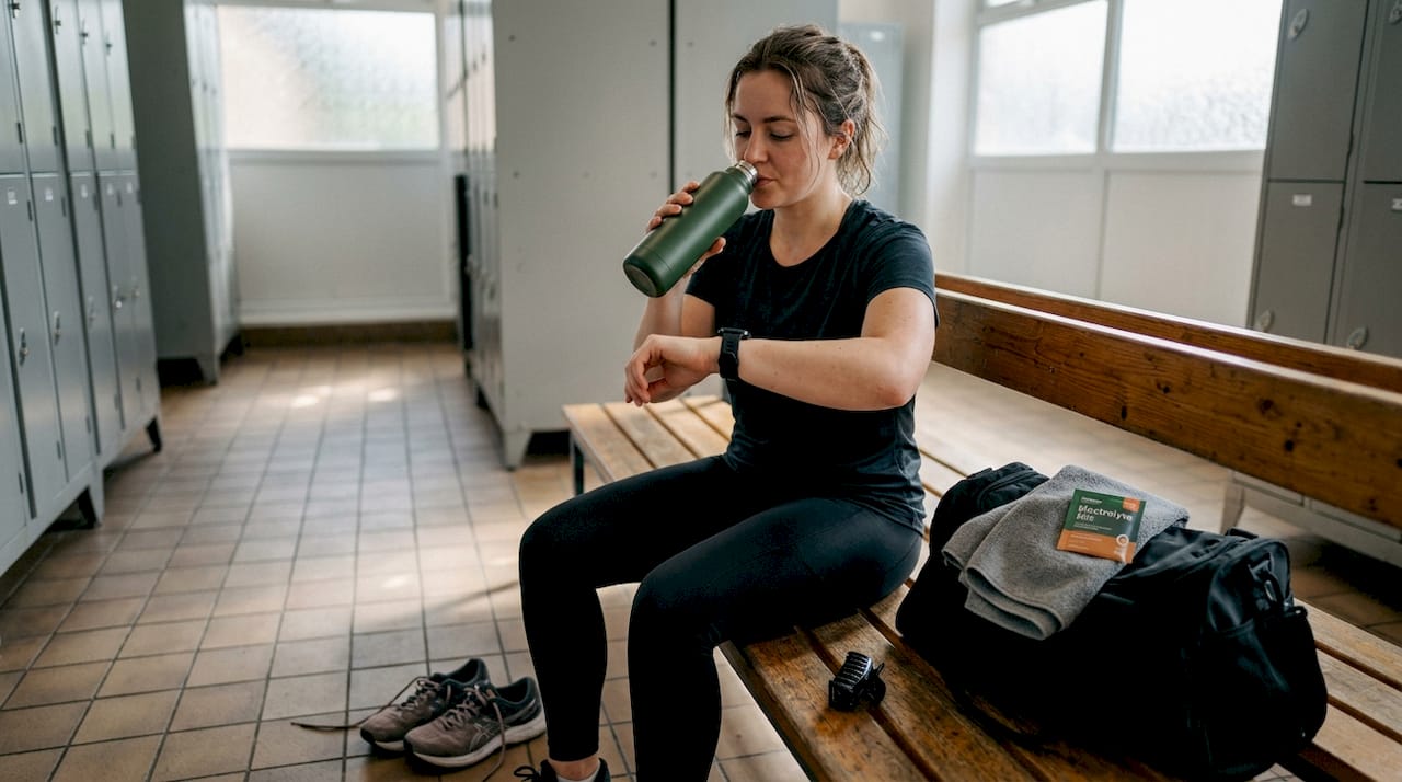 Woman hydrating after HIIT workout