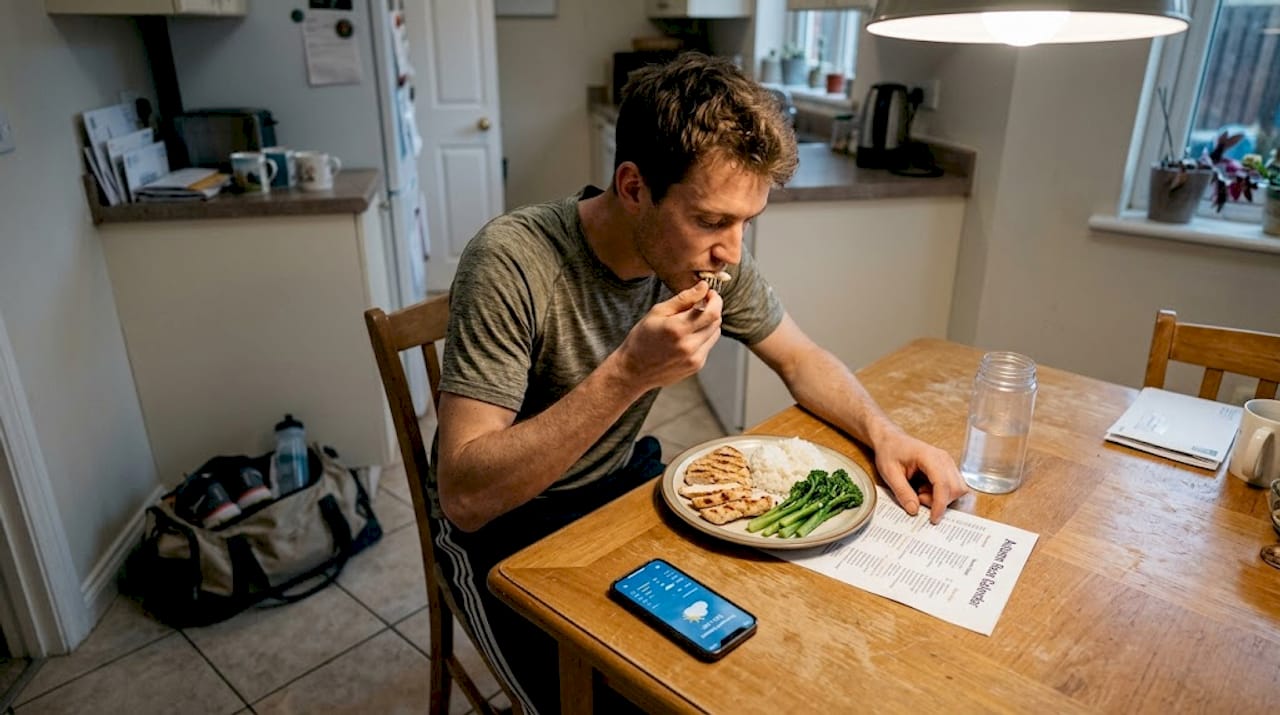 Runner eating night before Hyrox race dinner