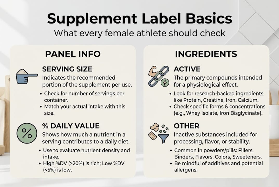 Infographic breaking down supplement label basics