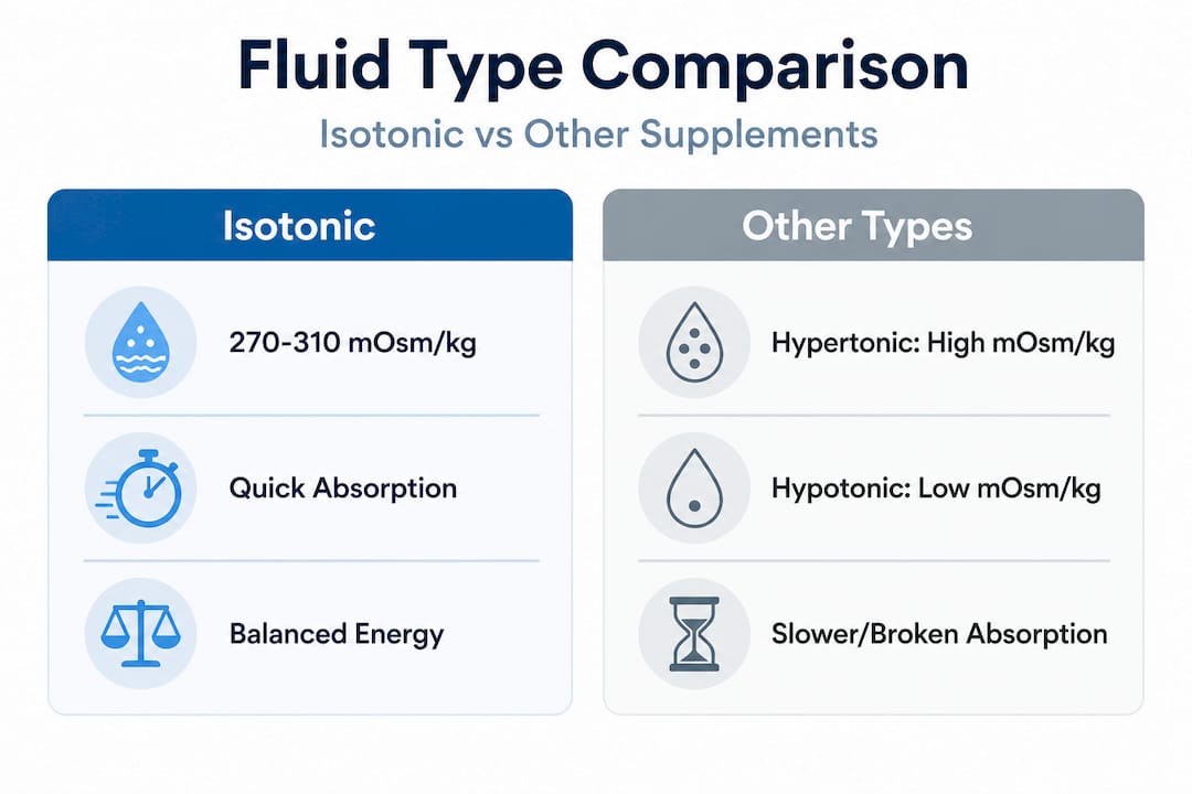 Infographic comparing isotonic, hypertonic, and hypotonic drinks