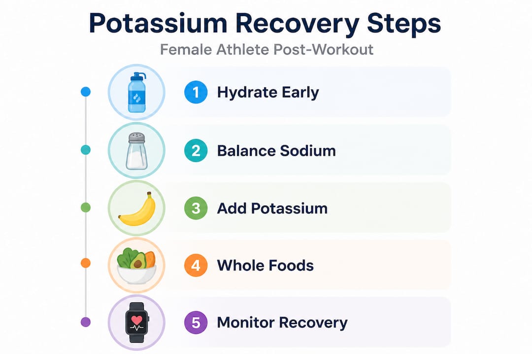 Infographic of potassium recovery steps for women