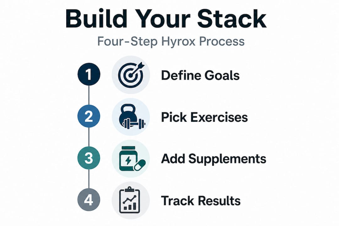 Infographic of steps to build Hyrox workout stack
