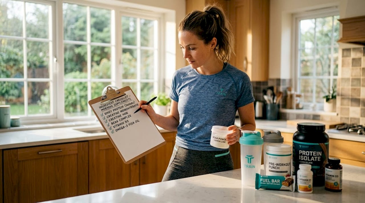 Female athlete sorting gluten-free supplements