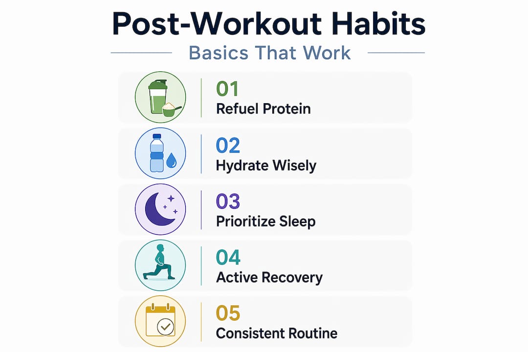 Infographic of effective post-workout habits steps