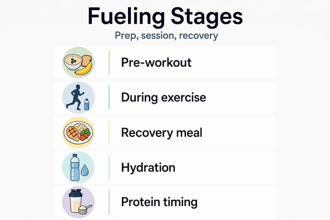 Infographic showing fueling process steps for athletes