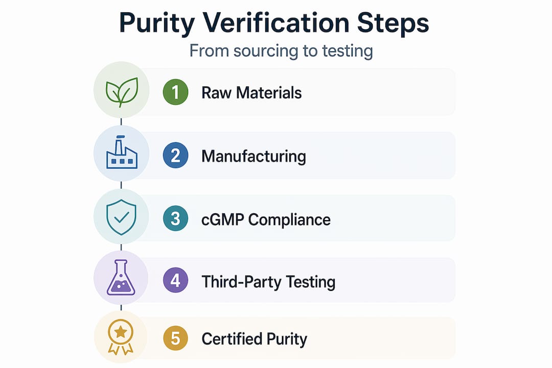 Infographic showing steps for verifying supplement purity