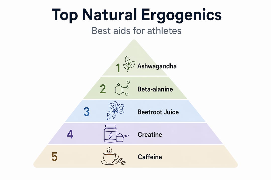 Hierarchy infographic displaying top natural ergogenics