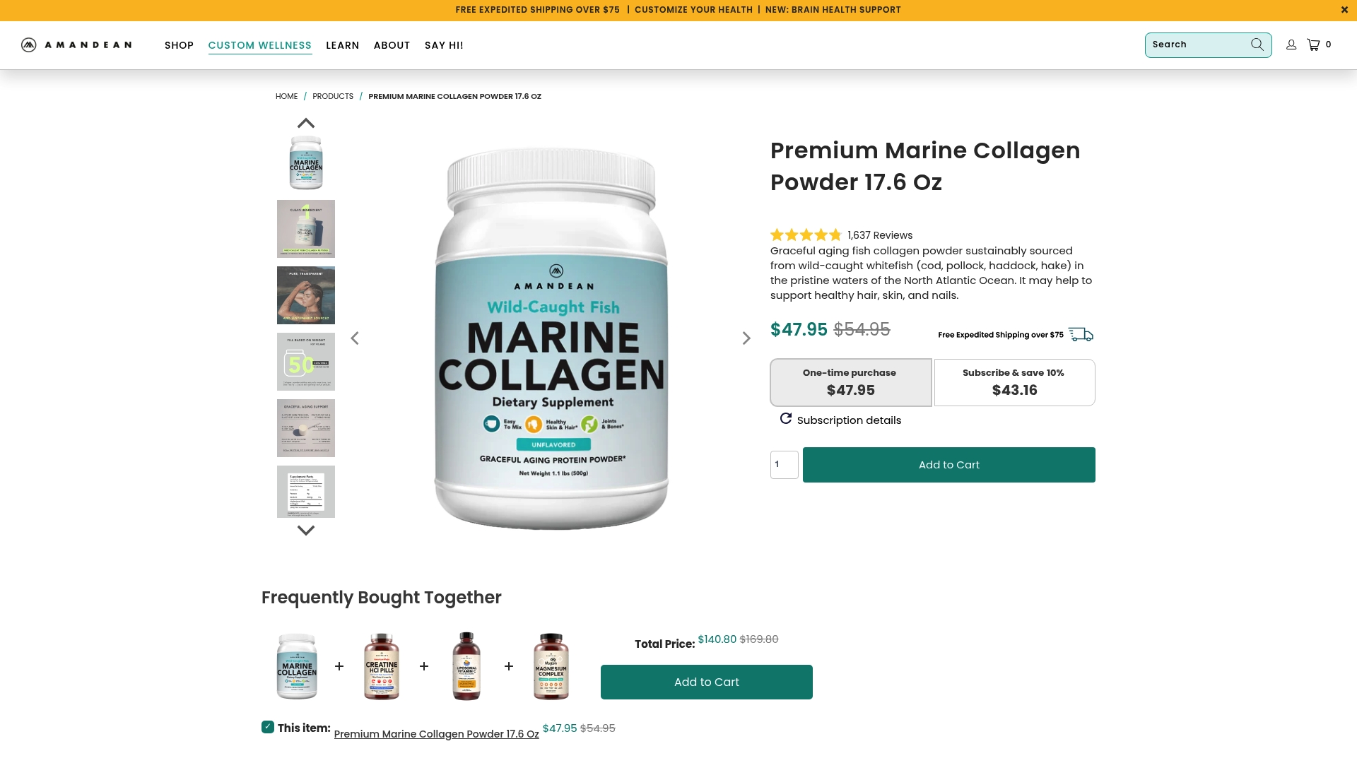 https://amandean.com/products/premium-anti-aging-marine-collagen-powder-17-6-oz-wild-caught-hydrolyzed-fish-collagen-peptides-type-1-3-collagen-protein-supplement-amino-acids-for-skin-hair-nails-paleo-friendly-non-gmo