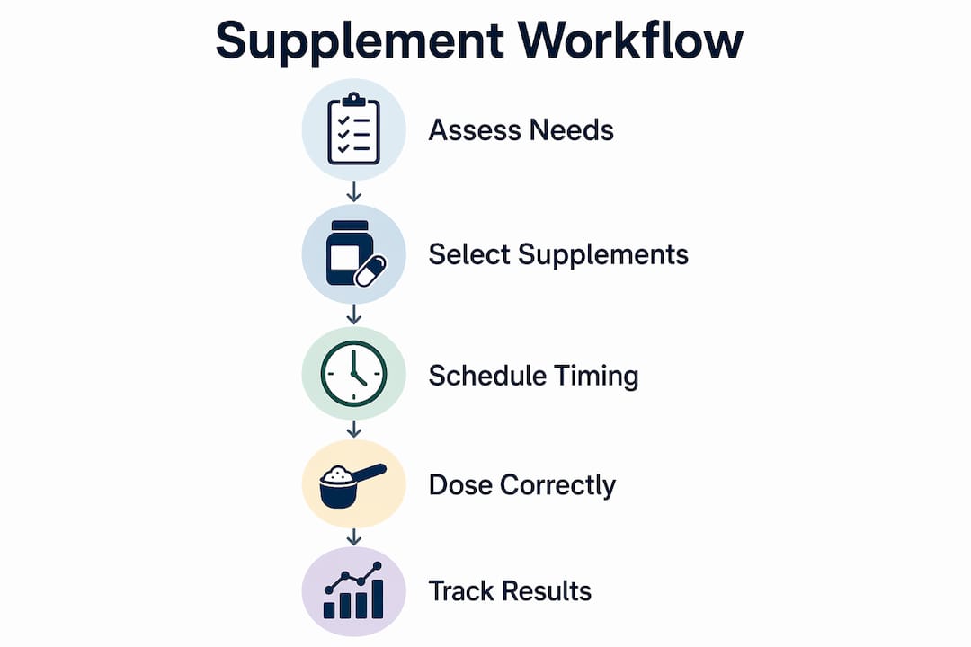 Infographic illustrating supplement workflow steps