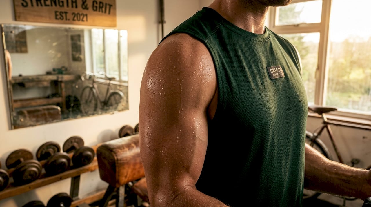 Close-up of athlete sweating during workout