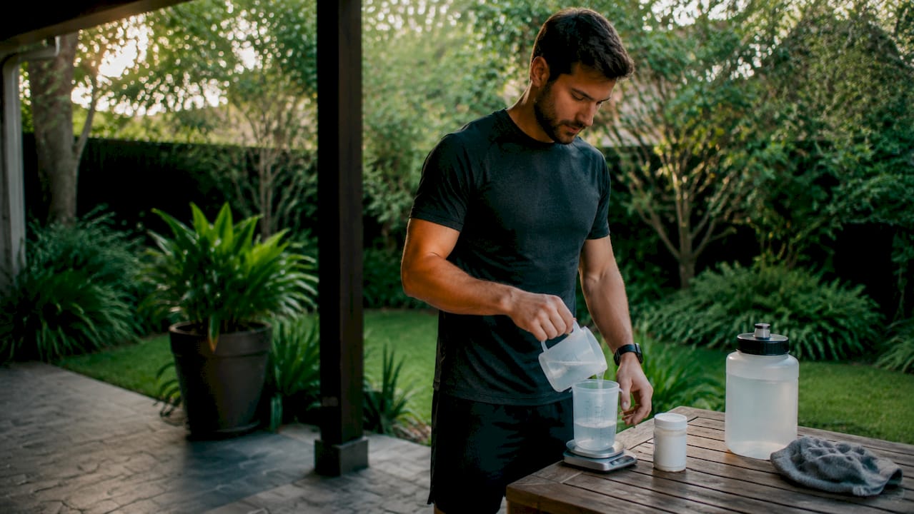 Athlete measuring fluids for hydration strategy