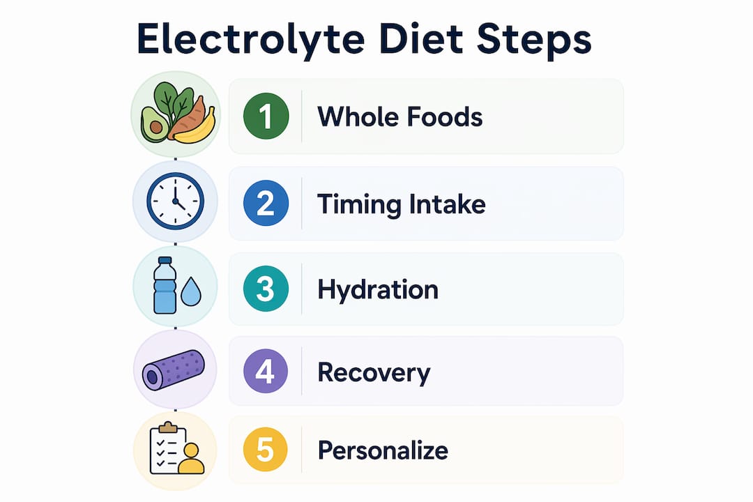 Infographic showing step-by-step electrolyte diet routine