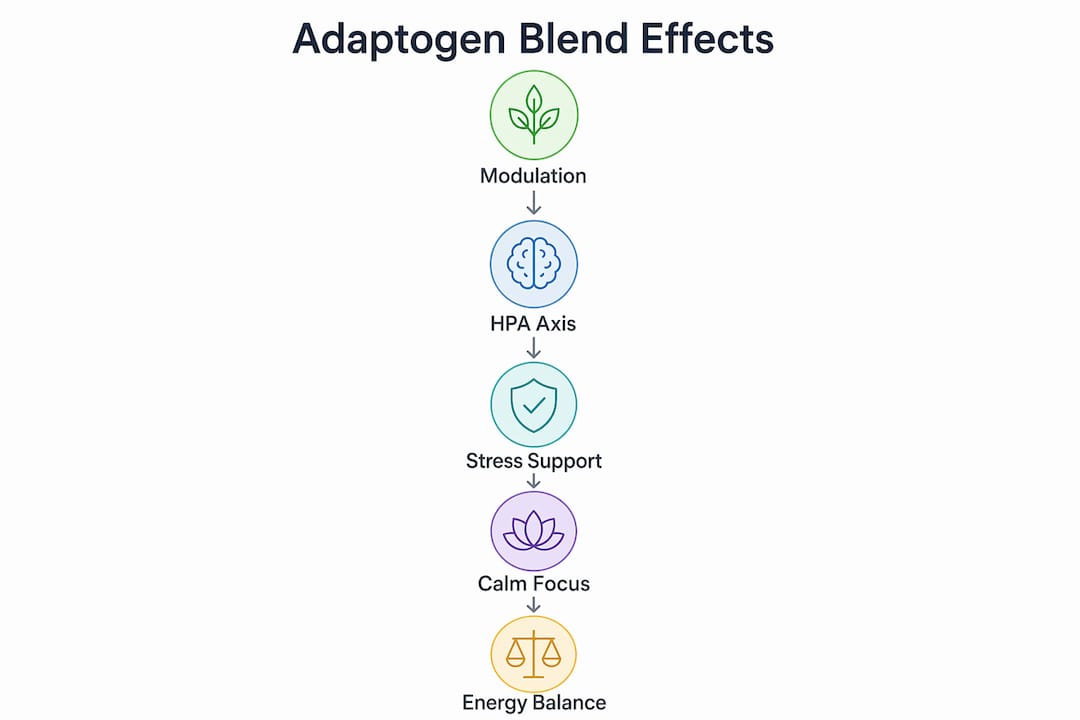 Infographic showing adaptogen blends process flow