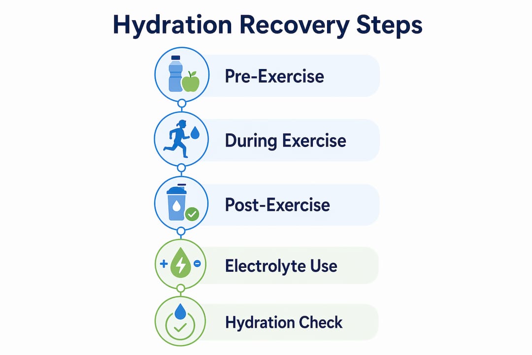Infographic outlining hydration recovery steps