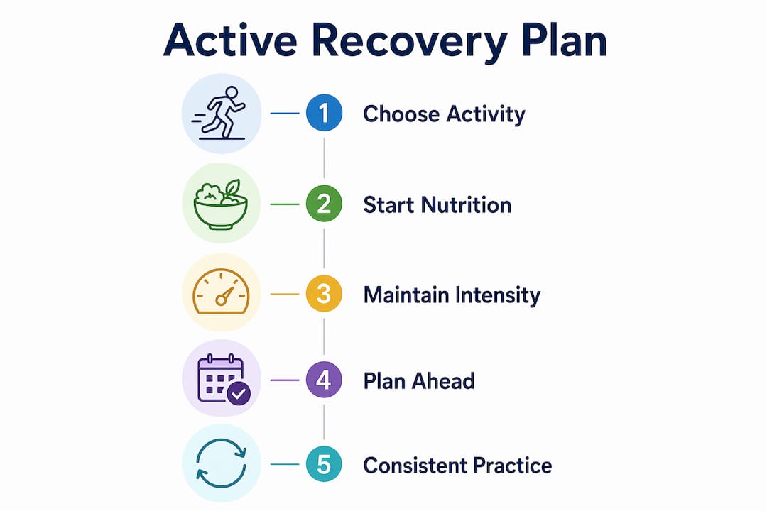 Infographic illustrating active recovery fueling steps
