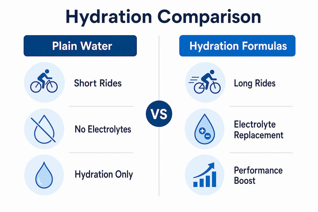 Infographic comparing hydration formulas and plain water benefits
