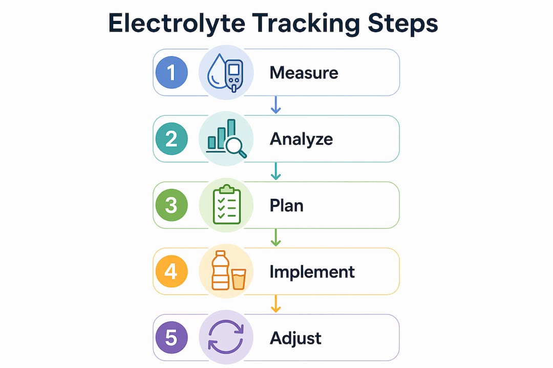 Infographic showing stepwise electrolyte tracking process