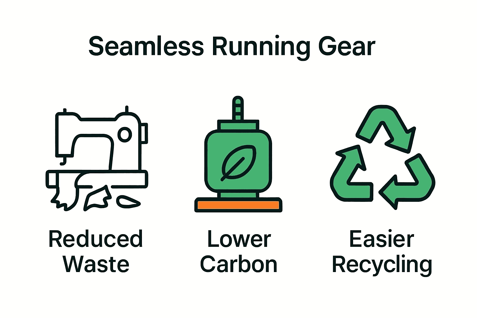Infographic showing sustainability benefits of seamless running gear compared to traditional apparel