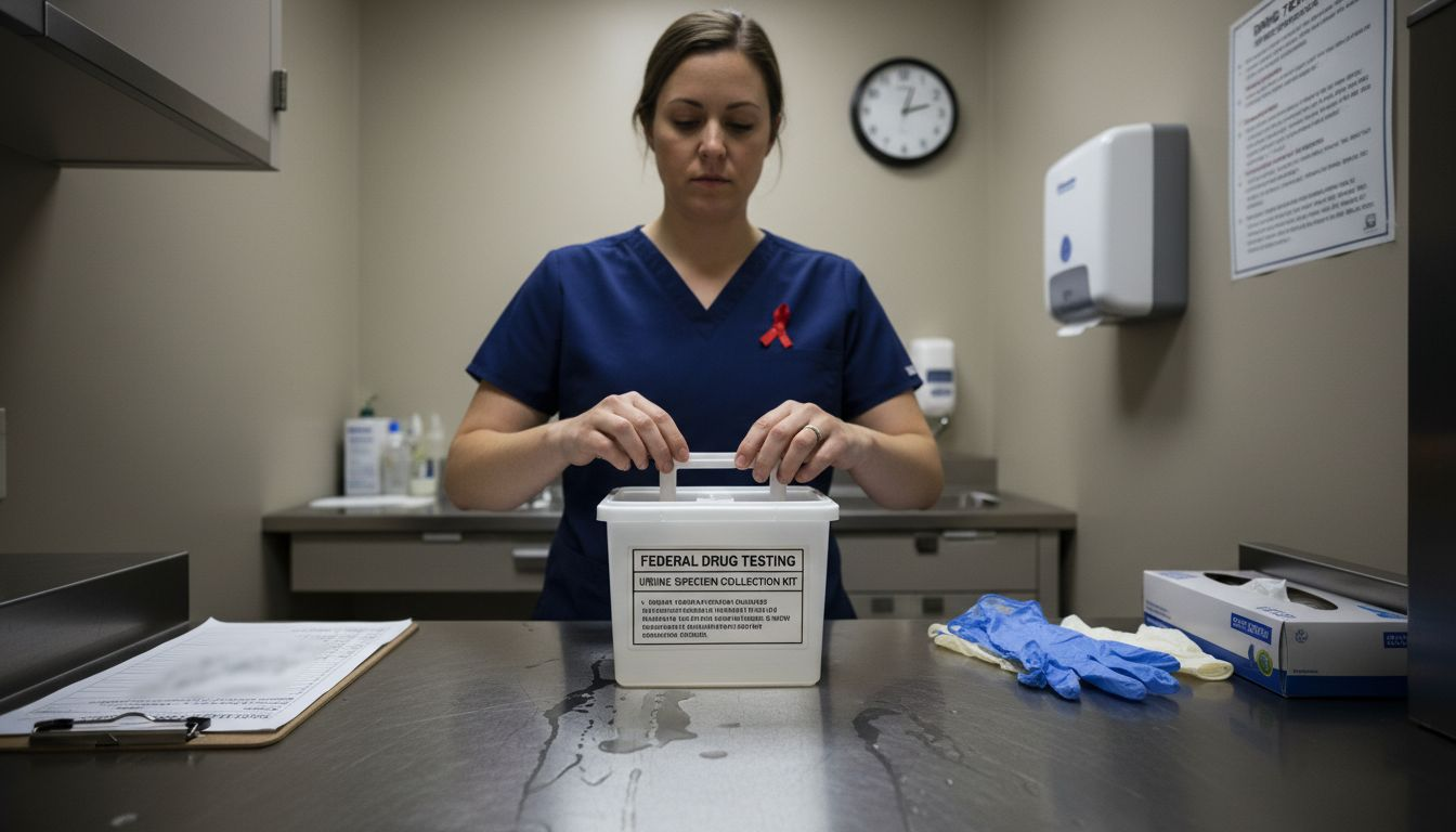 Dot Compliance And Drug Testing—What Healthcare Must Know 2 Nurse preparing DOT drug testing supplies