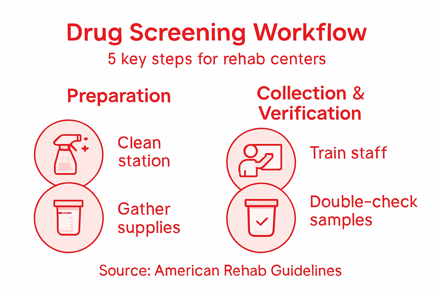 How To Streamline Drug Screening Workflow In Rehab Centers 3 Infographic of streamlined rehab screening steps