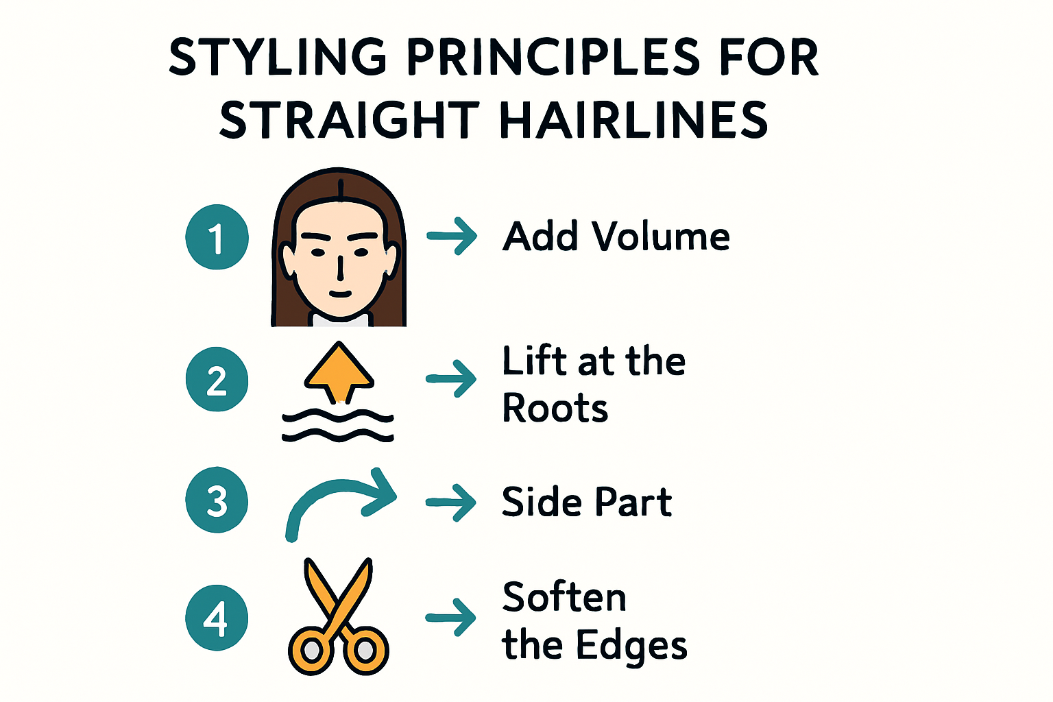 Styling tips for straight hairlines infographic
