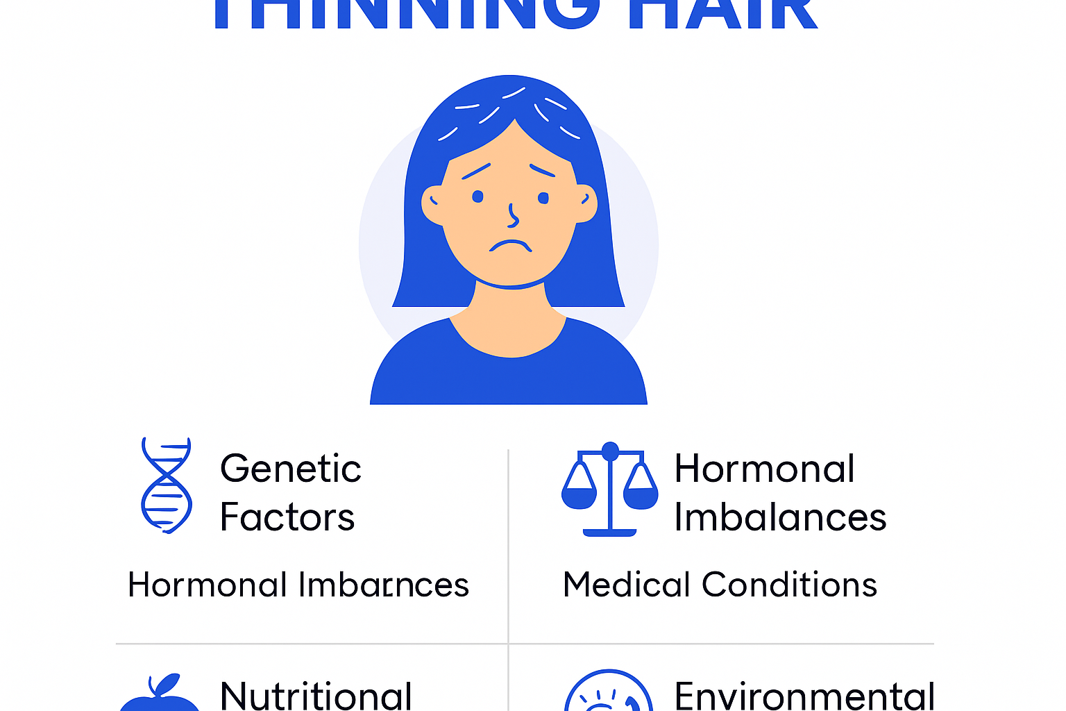 Infographic showing causes of thinning hair.