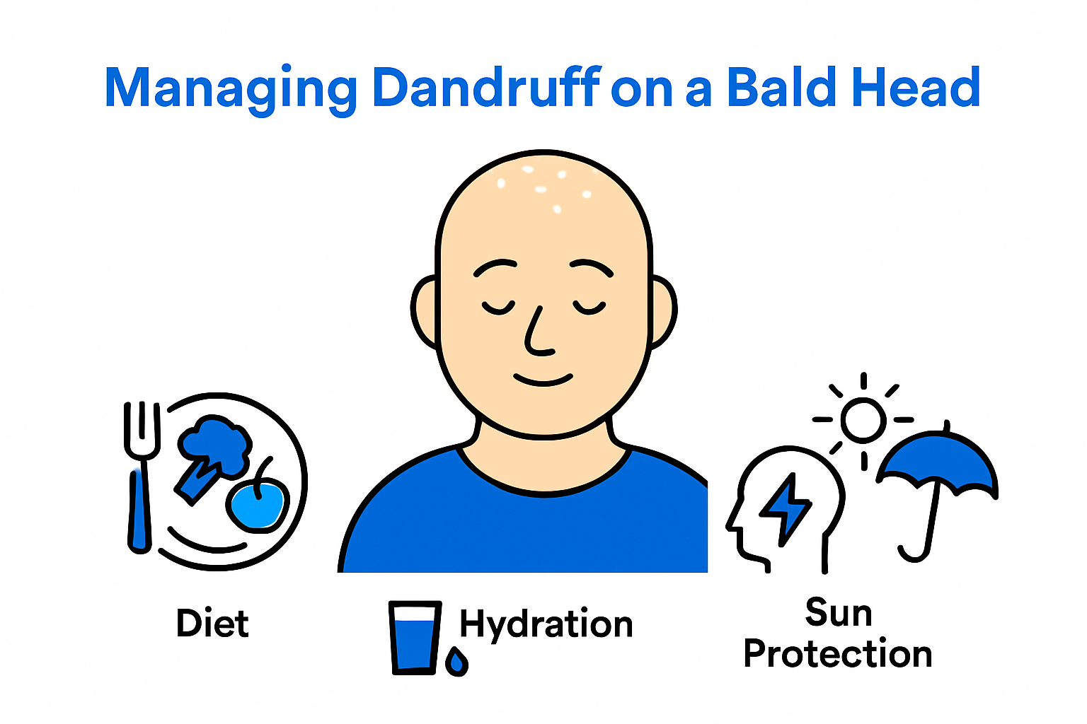 Holistic dandruff management for bald heads infographic.