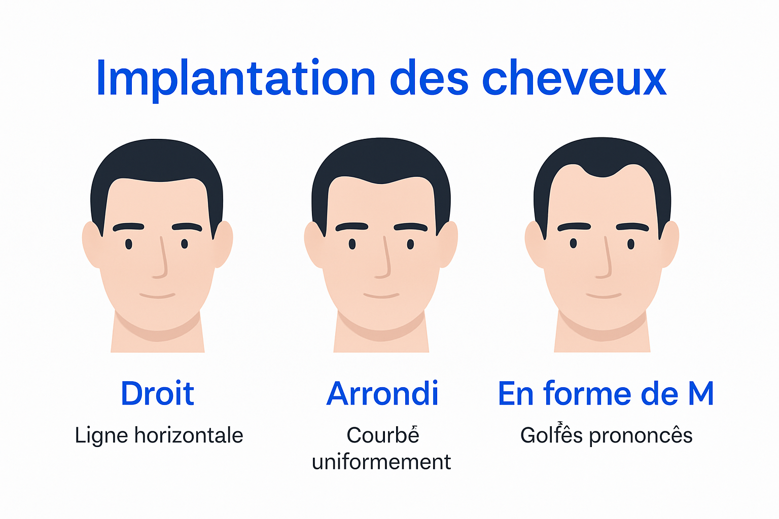 Panorama des différentes formes de ligne frontale masculine