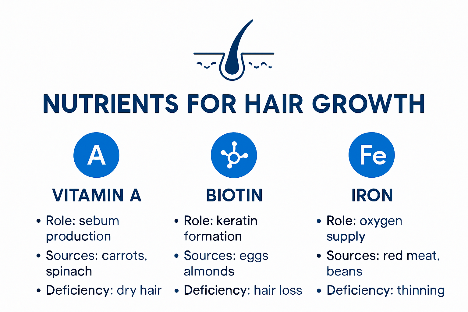 Infographic summarizing top supplements for hair growth