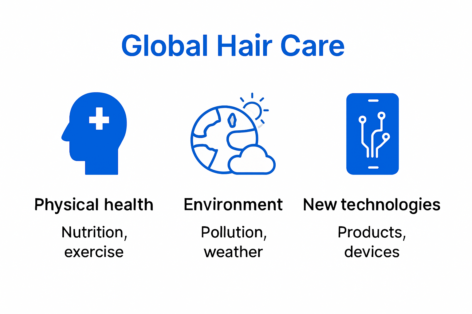Schéma illustrant les différents aspects d’une routine capillaire globale et leurs interactions