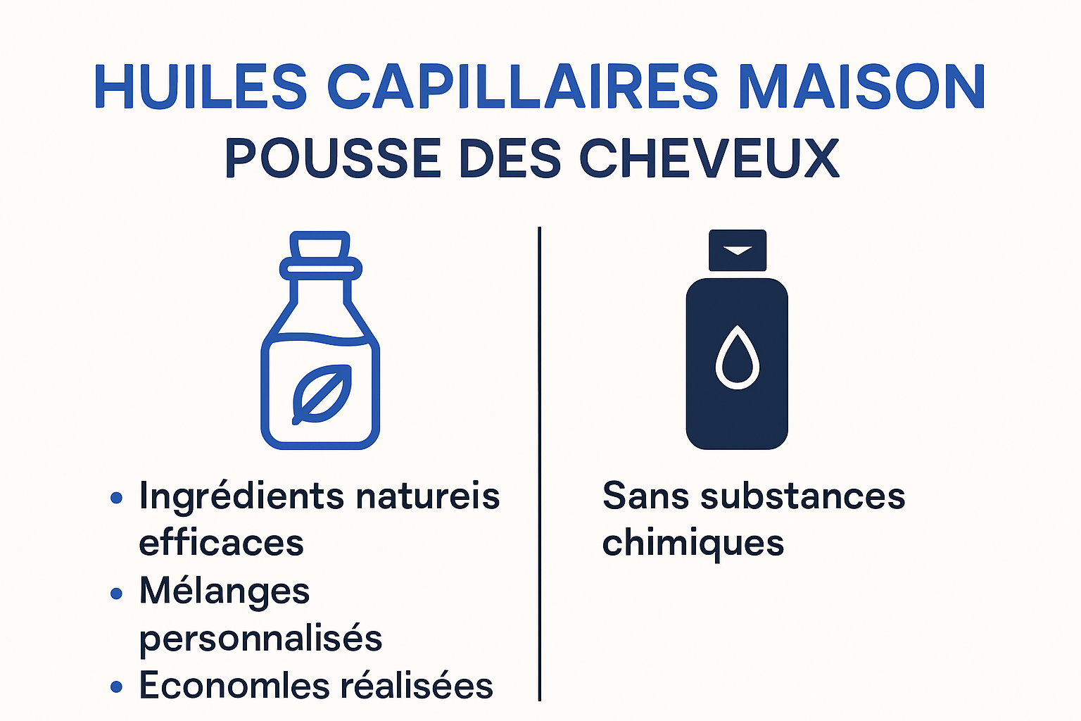 Infographie : les atouts des huiles capillaires maison face aux huiles du commerce