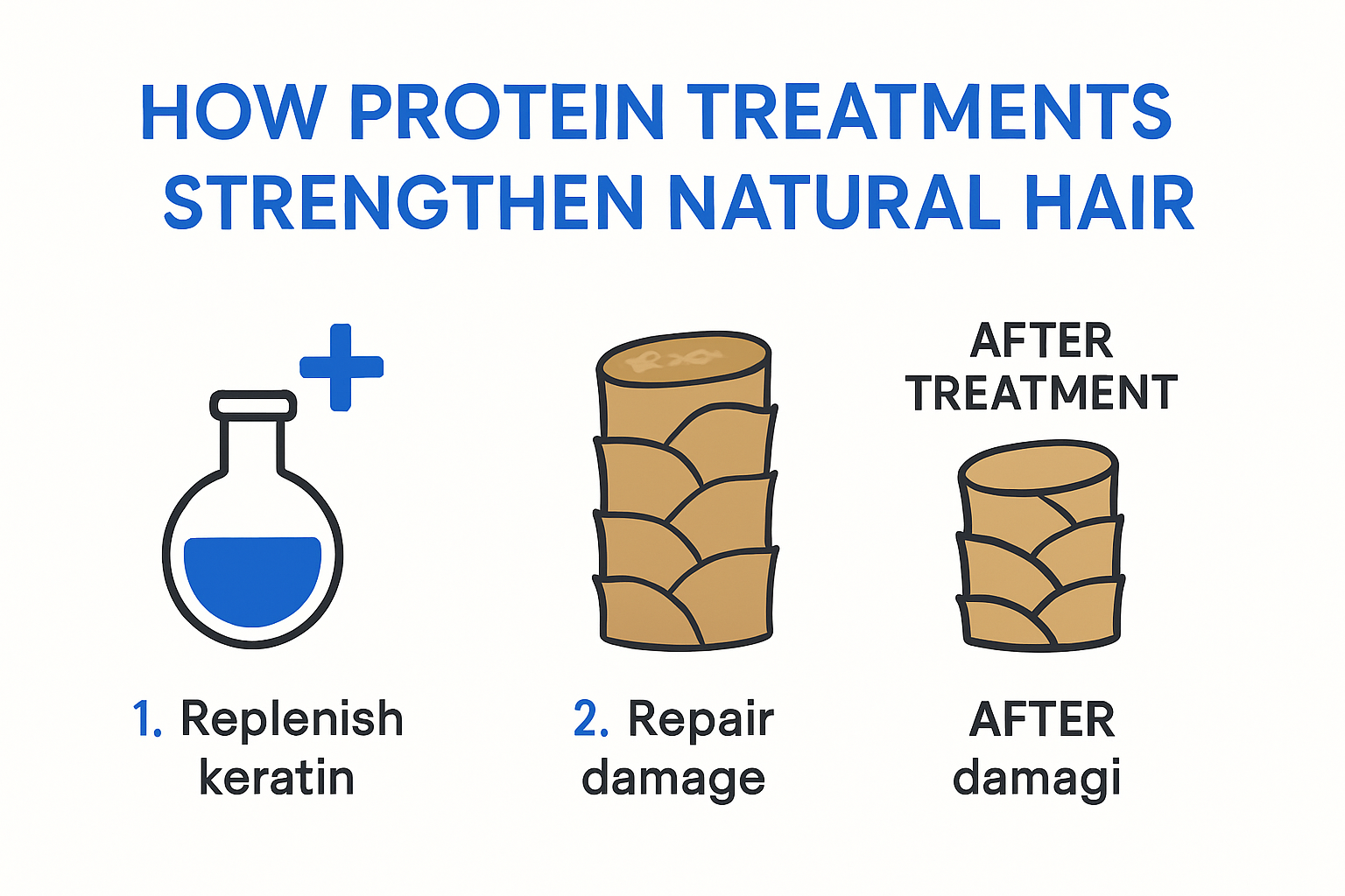 Infographic showing protein treatment effects on natural hair strength