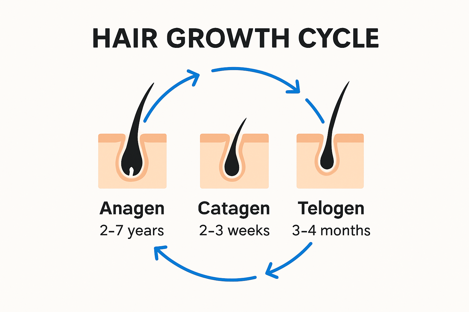 Infographic showing the hair growth cycle stages