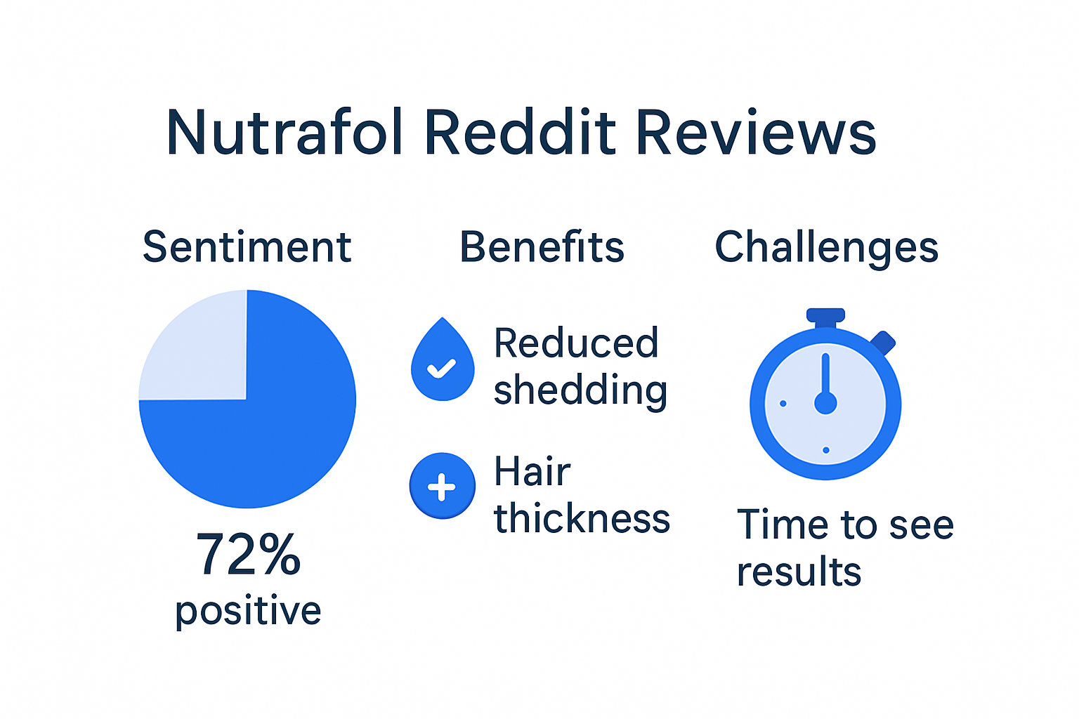 Infographic highlighting key Nutrafol Reddit user experiences