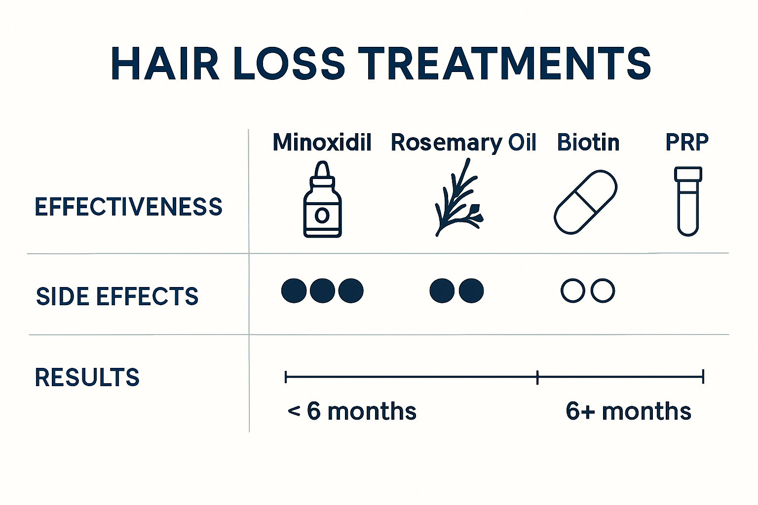 Comparison of hair regrowth treatments efficacy and profiles