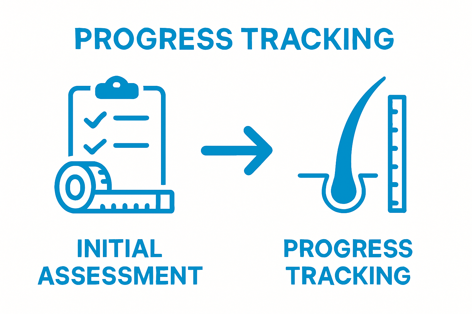 Checklist and hair strand before-after growth steps infographic