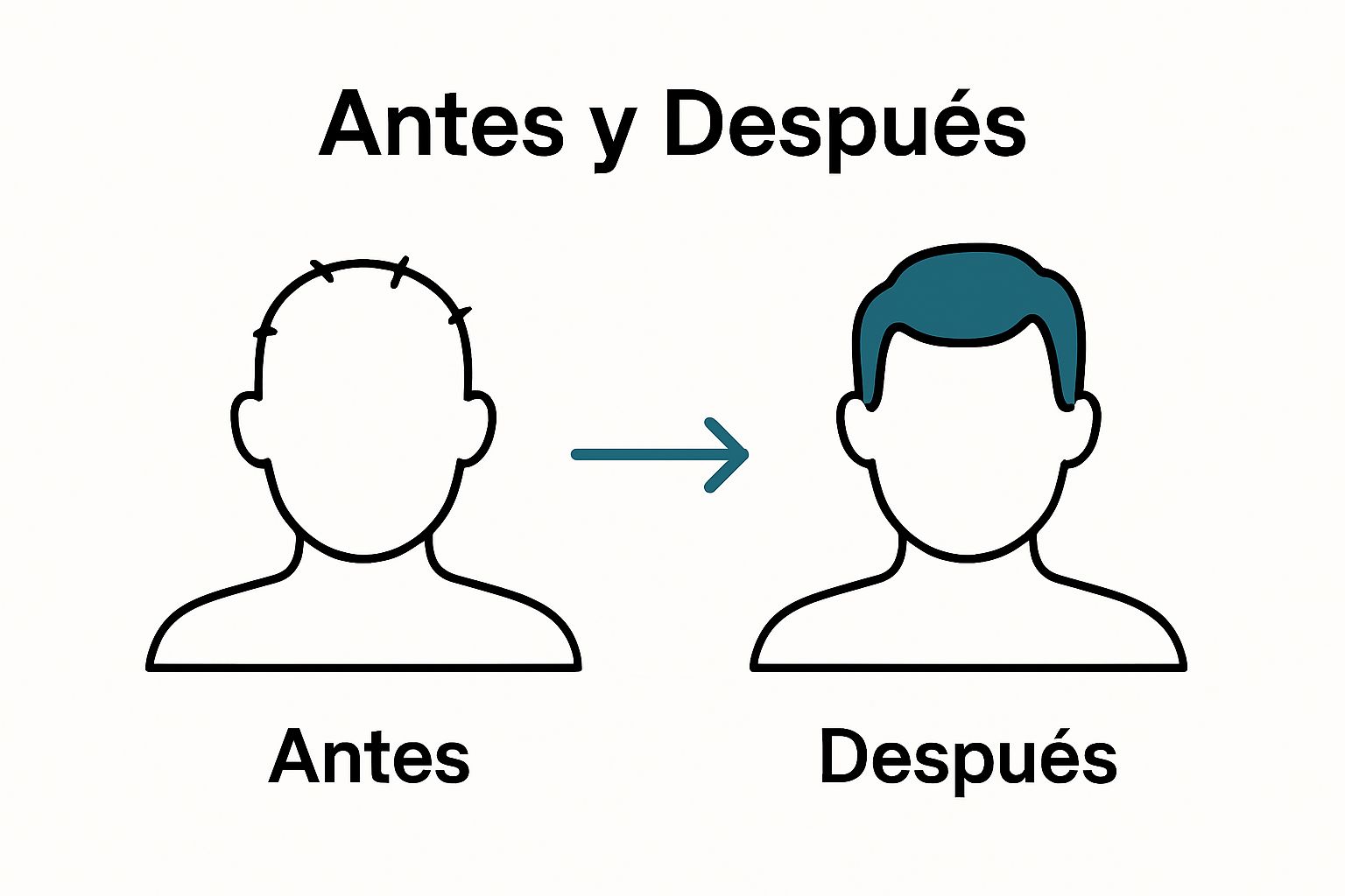 Infographic showing before and after hair thickness improvement