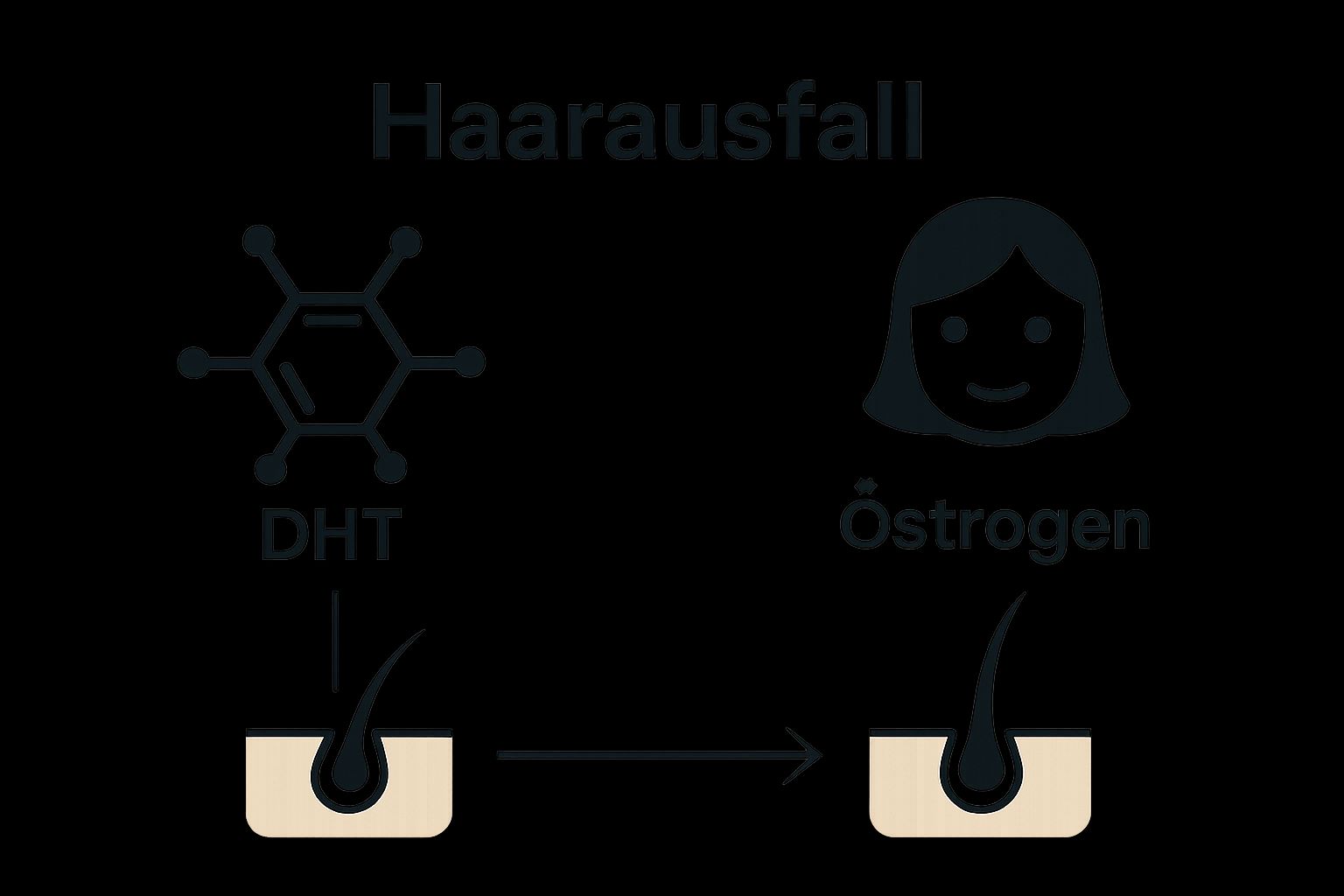 Infografik Vergleich DHT vs Östrogen Einfluss auf Haare