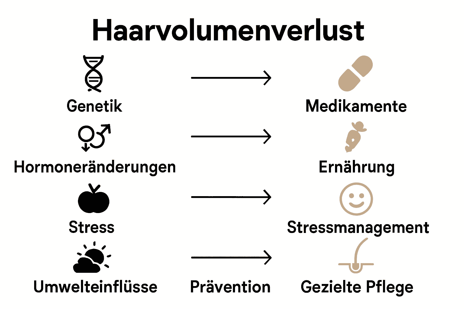 Infografik: Ursachen und Lösungen bei Haarvolumenverlust