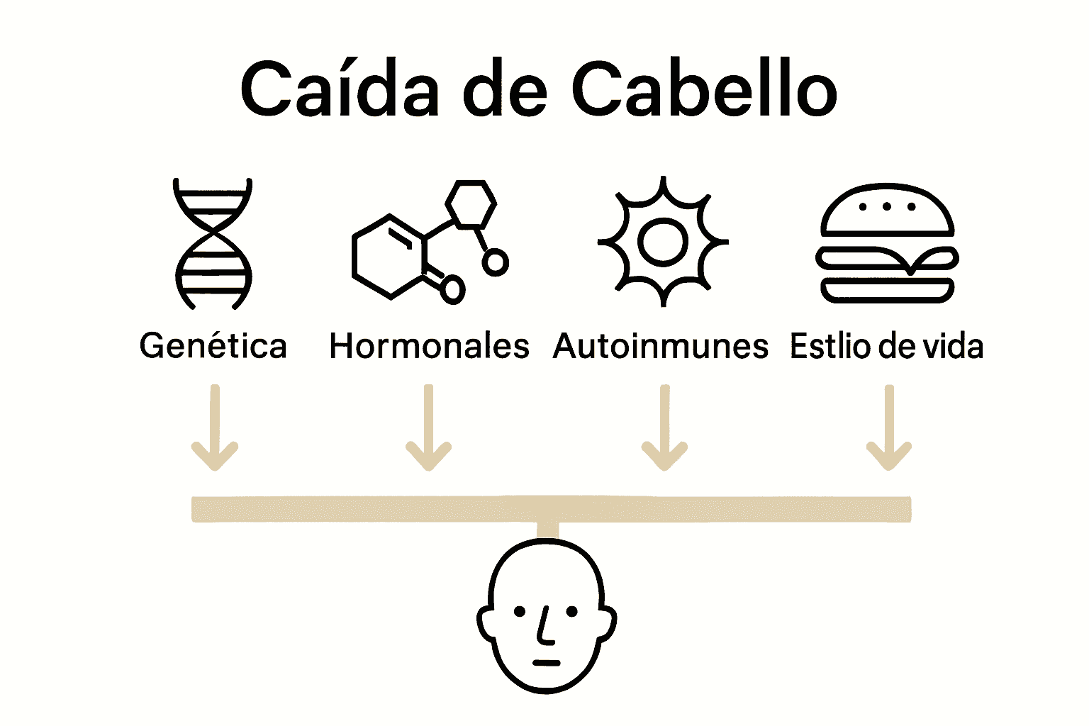 Comparativa visual de las principales causas de caída de cabello
