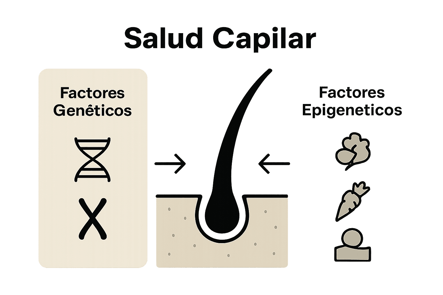 Infografía factores genéticos y epigenéticos en cabello
