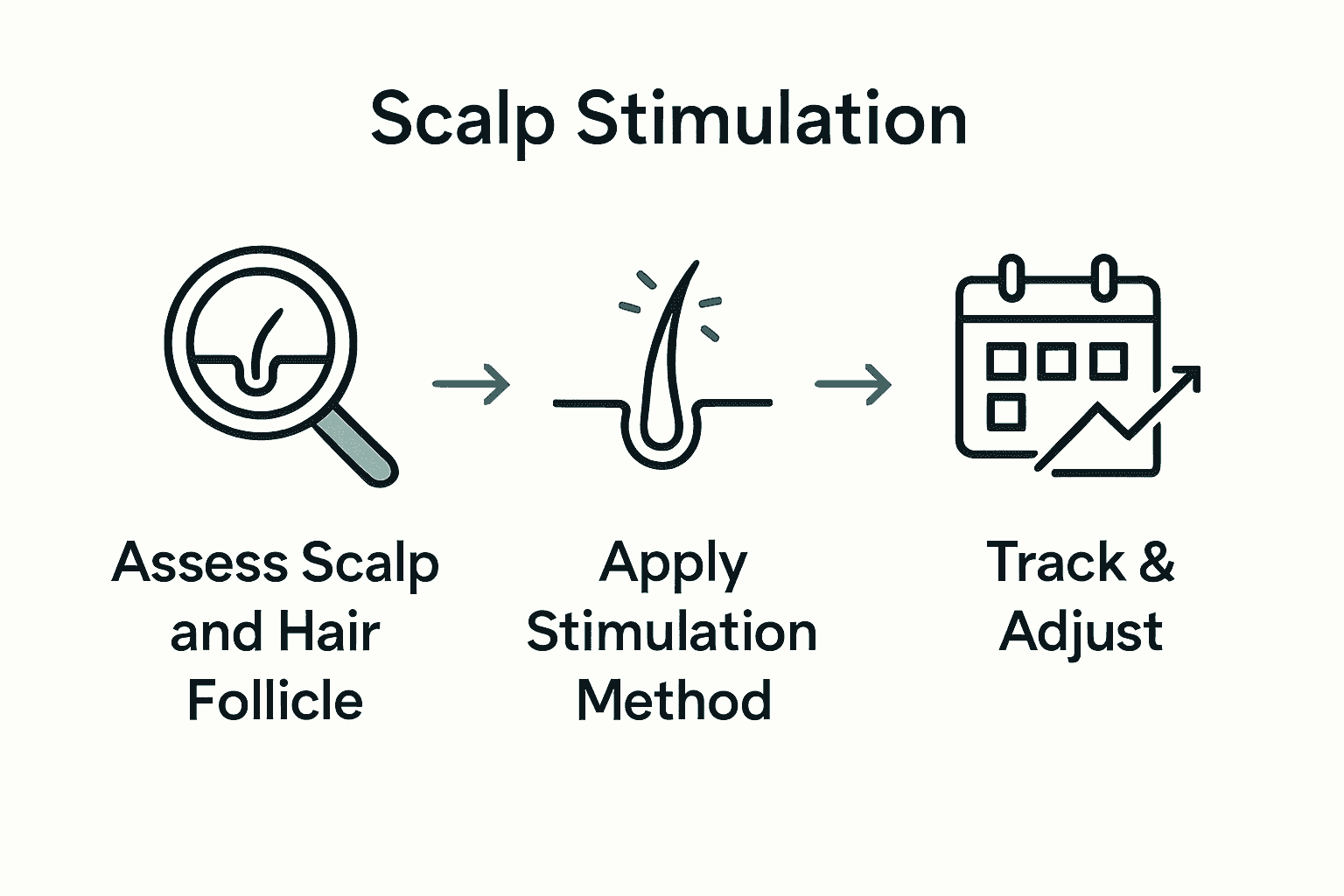 Infographic showing steps to stimulate hair follicles for growth.