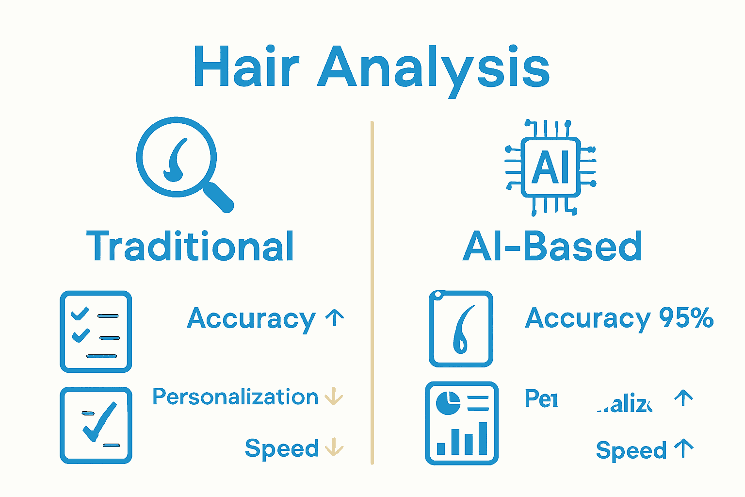 Infographic comparing traditional and AI hair analysis methods