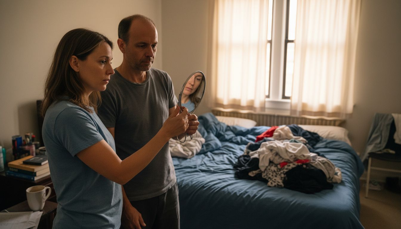 Man and woman comparing hair loss patterns