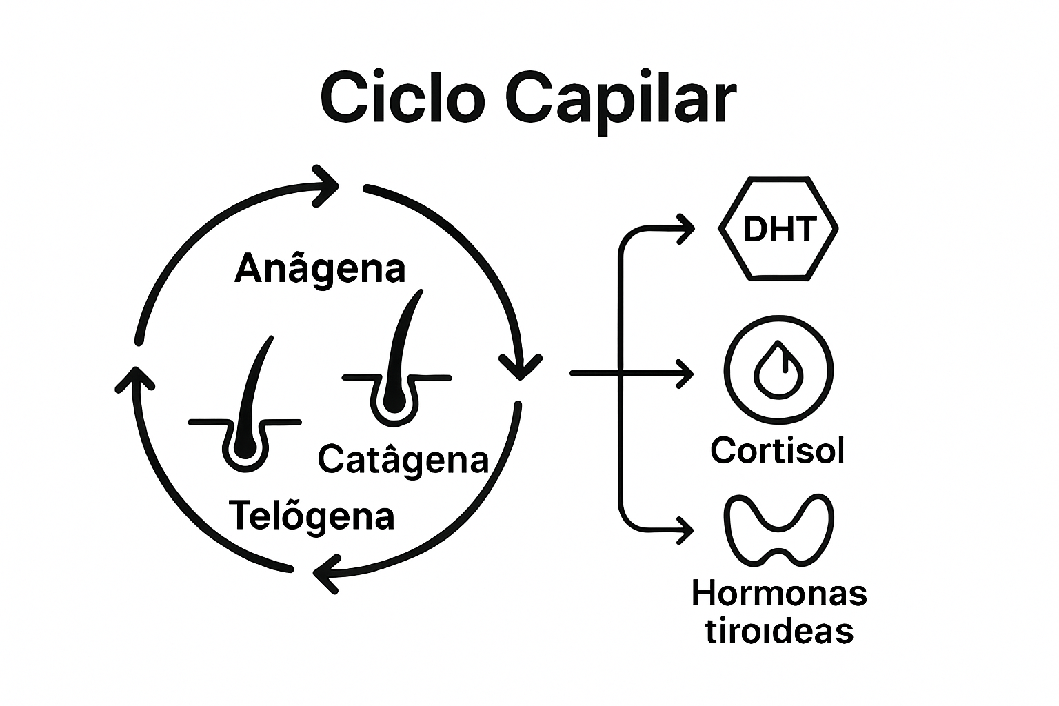 Infografía impacto hormonas en ciclo capilar