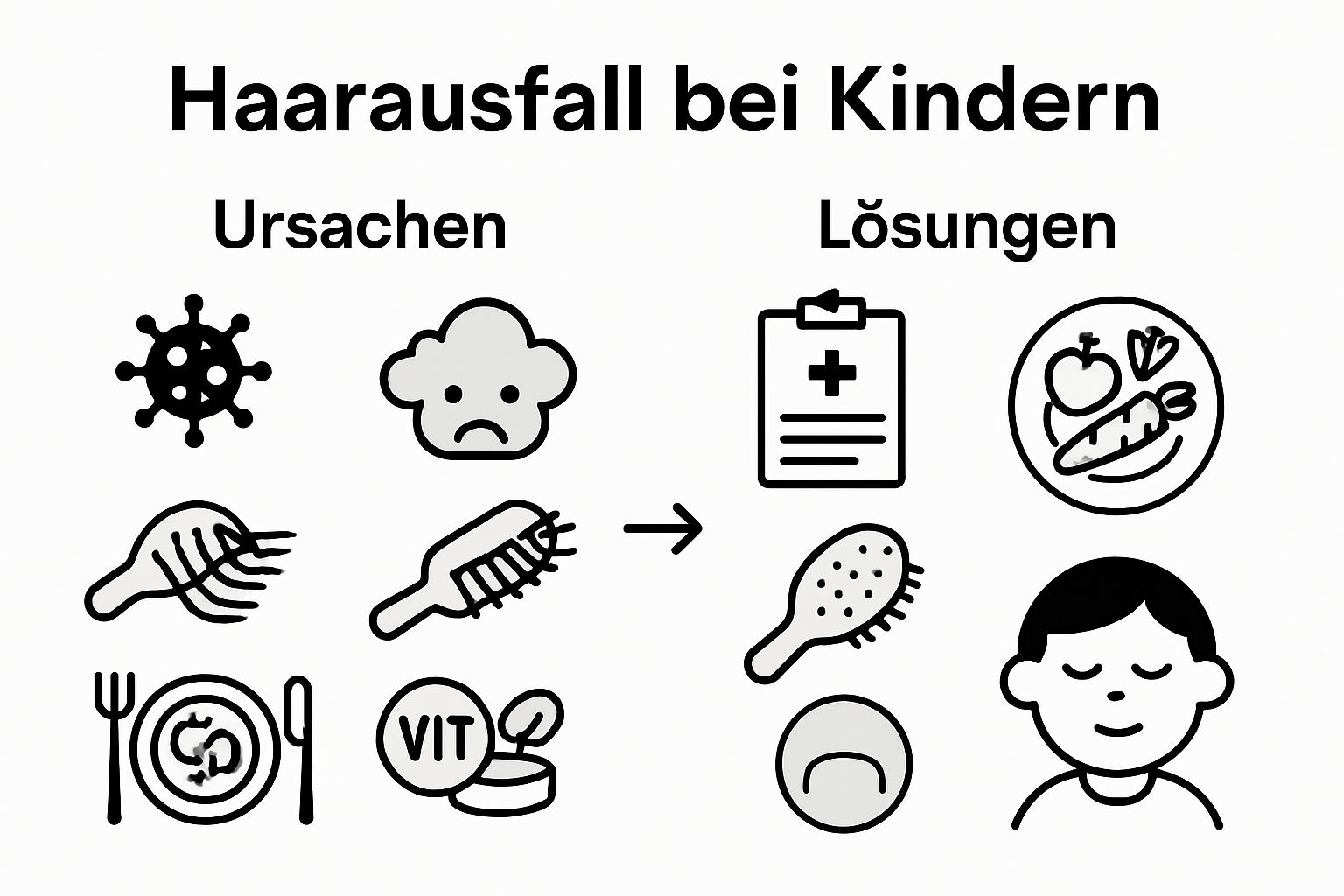Infografik: Ursachen und Lösungen kindlicher Haarausfall