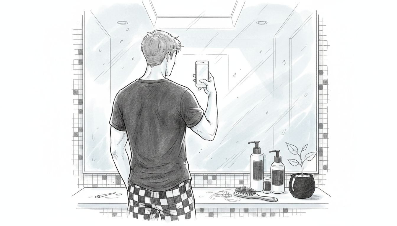 Man taking photo for hair scan