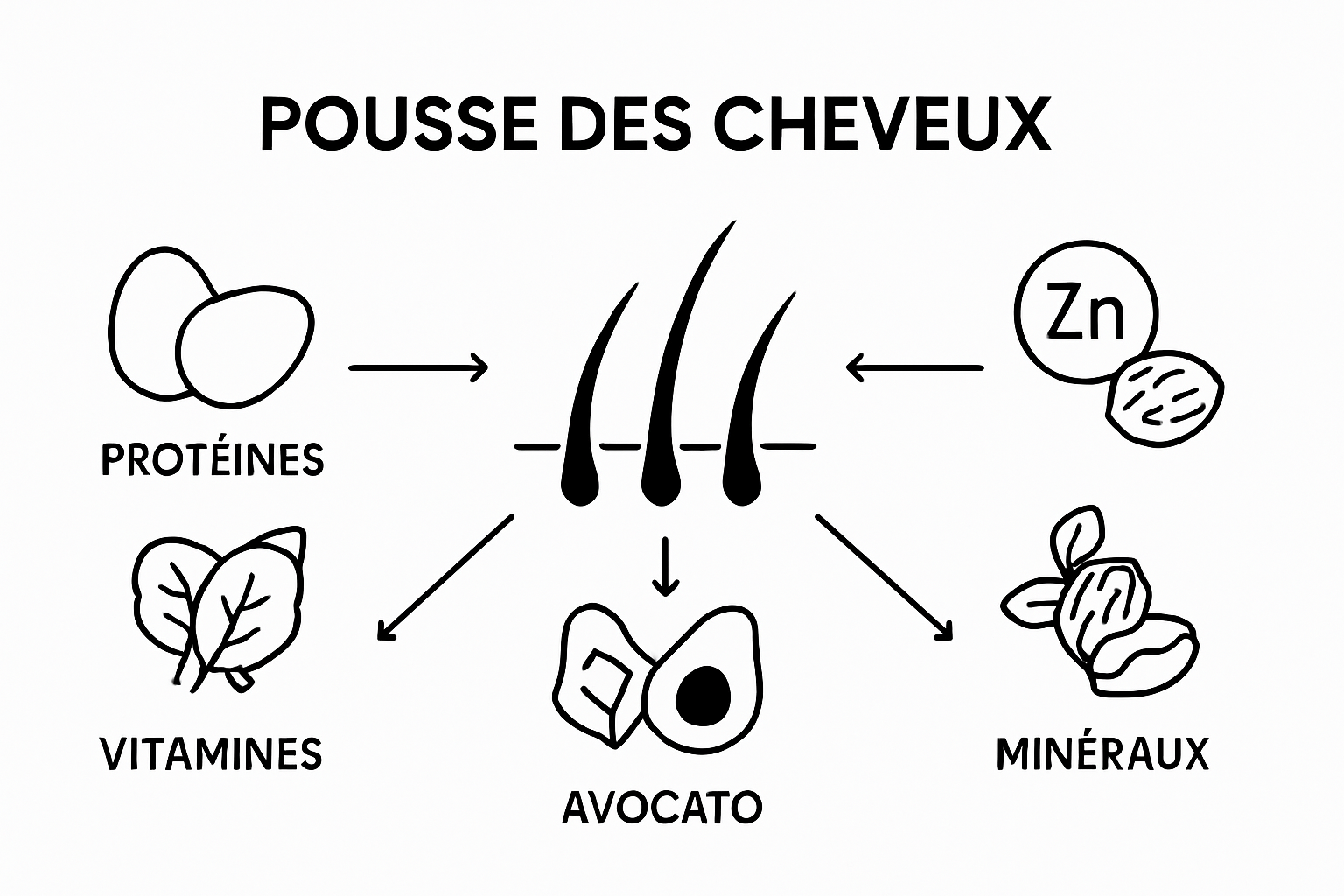 Infographie : les nutriments essentiels pour des cheveux en pleine santé