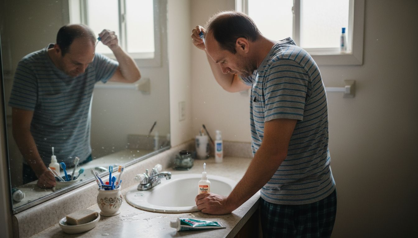 Applying minoxidil in daily routine